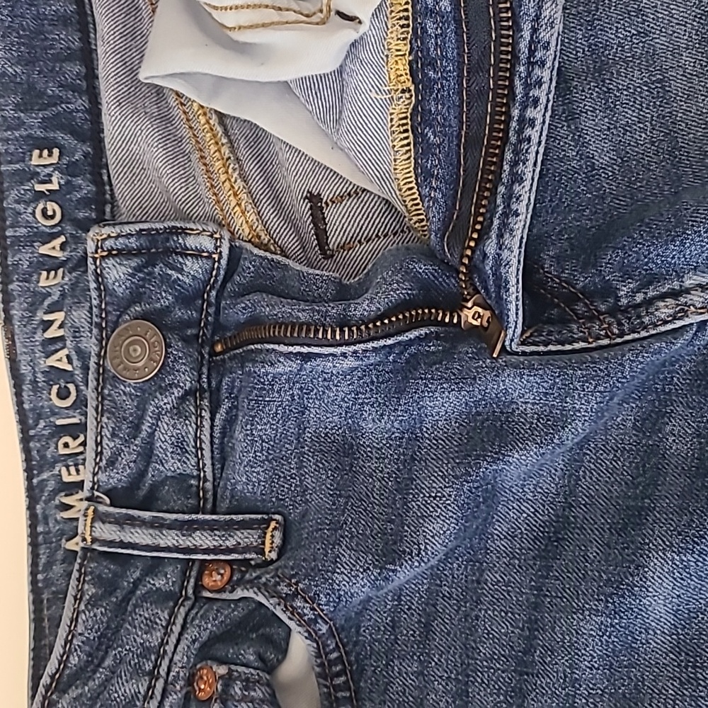 American Eagle Women Jeans 26x28 Blue Athletic Fit Flex Skinny Distressed Teen - Picture 8 of 12